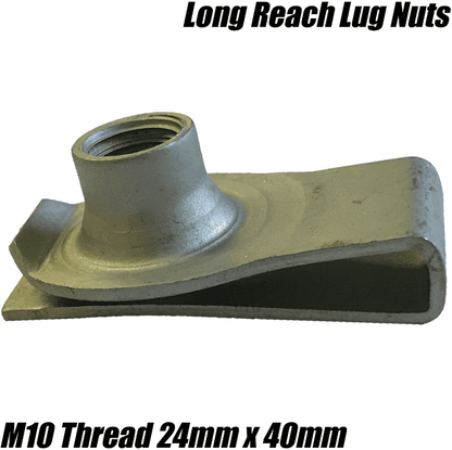 10x M10 Long Reach Chimney U Nut Lug Nuts Speed Spire Captive Clips Threaded