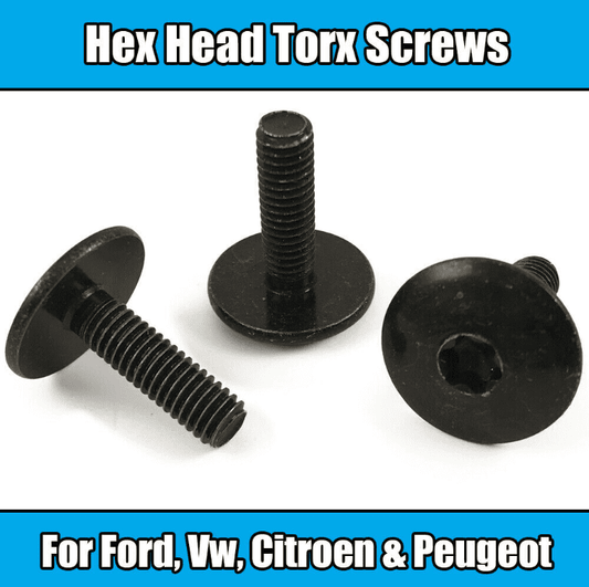 10x M6X20mm Torx Screw for Ford VW Citroen Peugeot Renault Black Metal