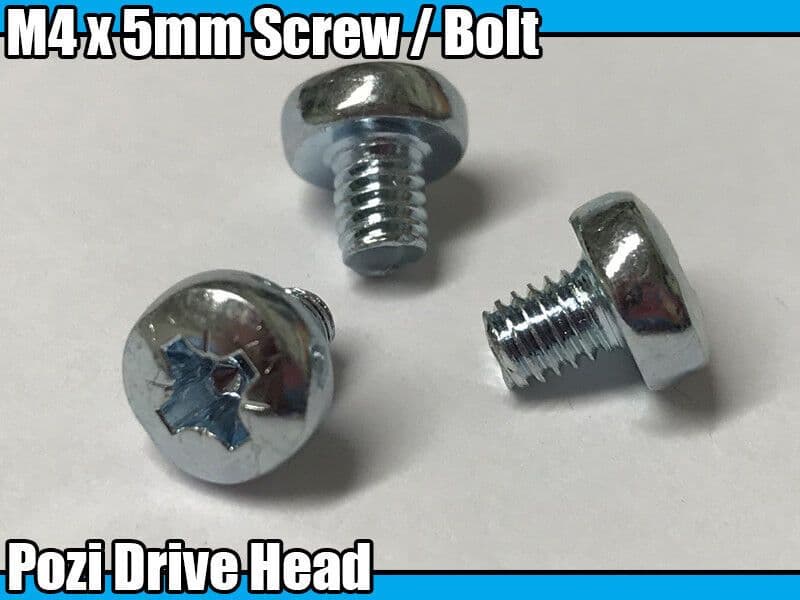 10x Machine Screw M4X5mm Pozi Head Bolts M4 Pozidrive Posi Screws Steel Metal