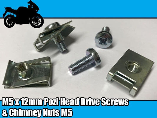 10x Motor Bike Cycle M5 Spire Chimney Lug Nut Clips 12mm Machine Screw Bolt Pozi