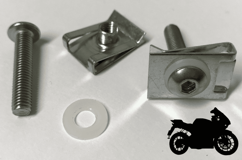 10x Motorbike Cycle Fairingbody Work Lug Nuts C Clips M5 Steel Bolt Nylon Washer