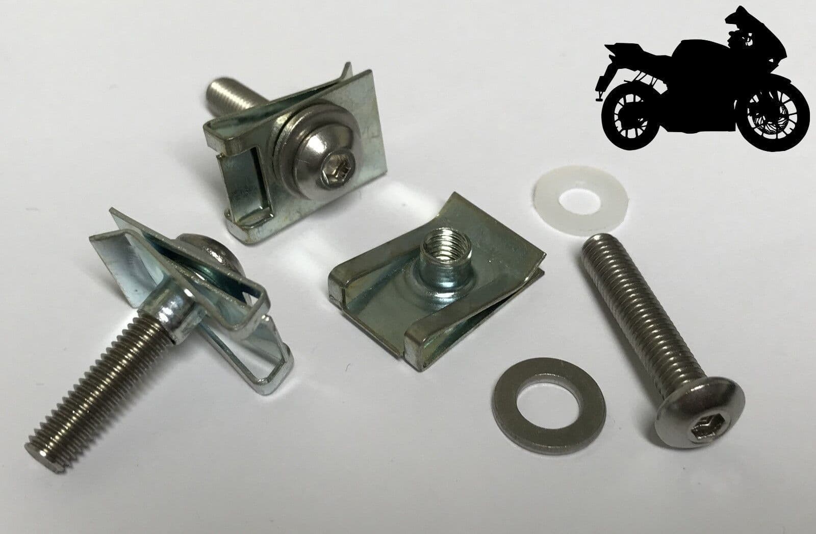 10x Motorcycle Stainless Button Head 5mm M5 Fairing Bolts Chimney Lug Nuts Clips