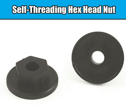 10x Nut for BMW VW Vauxhall Mercedes Mini Self-Threading Hex Head Black Plastic