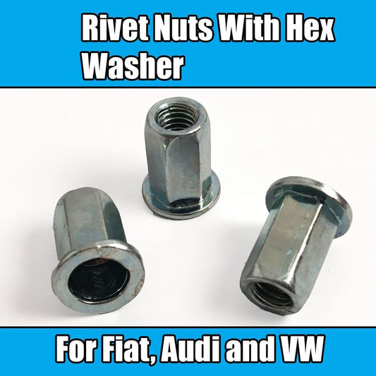 10x Nuts for Fiat Audi VW Threaded Rivets Nut M6 Blind Rivet Nut Washer Hex