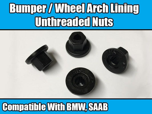 10x Nuts for Saab Plastic Unthreaded 4mm Diameter Hole Bumpers Wheel Arch Lining