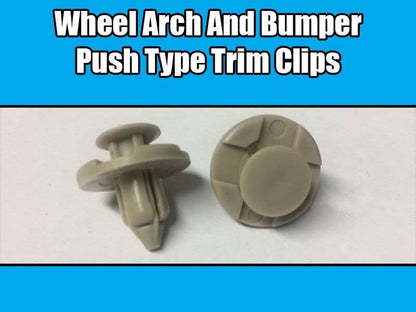 10x Push Type Clips for Nissan Mitsubishi Toyota Bumper Wheel Arch Grey Plastic