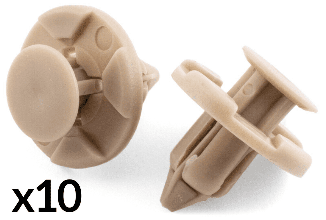 10x Push Type Clips for Nissan Mitsubishi Toyota Bumper Wheel Arch Grey Plastic