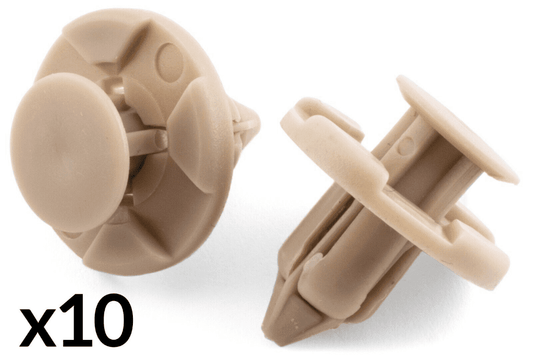 10x Push Type Clips for Nissan Mitsubishi Toyota Bumper Wheel Arch Grey Plastic