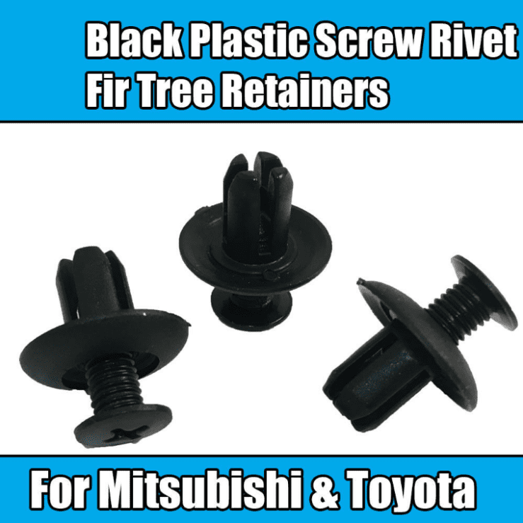 10x Screw Rivets for Mitsubishi Evo Black Plastic Mb-253964 Toyota 90467-07030