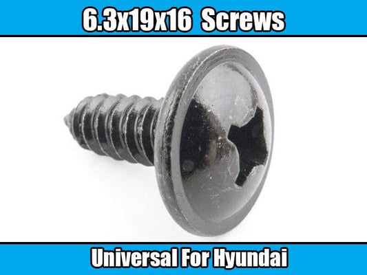 10x Screws for Hyundai Black Metal Special 92155-22000 Universal 6.3X19X16