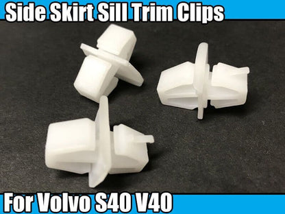 10x Sill Side Skirt Bumper Attachment Trim Clips White Plastic for Volvo S40 V40
