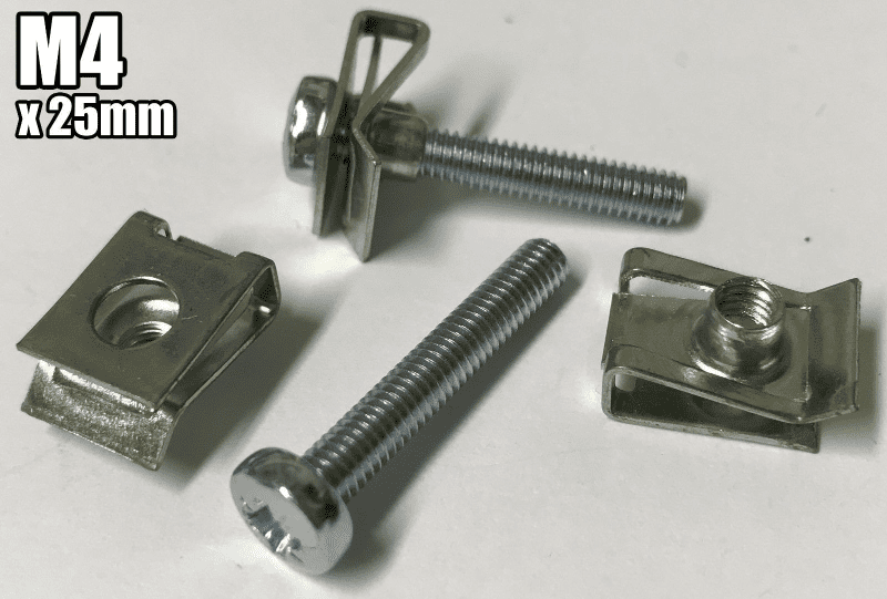 10x Steel Pan Head Pozi 4mmx25mm Machine Screws M4 Spire Clips