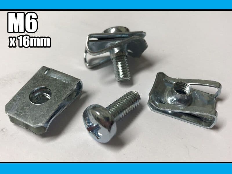 10x Steel Pan Head Pozi Posi Bolts 6mmx16mm Machine Screws M6 Spire Clips Lug
