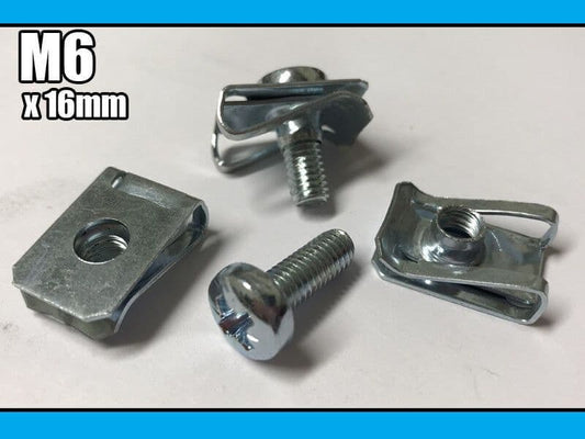 10x Steel Pan Head Pozi Posi Bolts 6mmx16mm Machine Screws M6 Spire Clips Lug