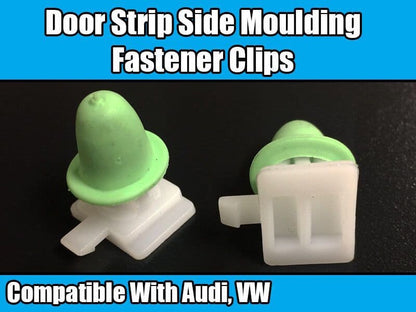 10x Trim Clips for Audi VW Door Strip Side Moulding White Plastic Green Rubber