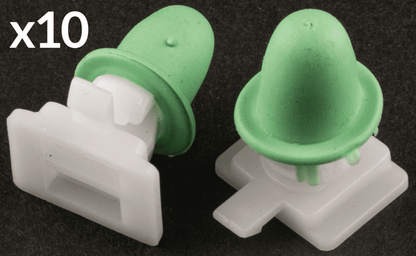 10x Trim Clips for Audi VW Door Strip Side Moulding White Plastic Green Rubber