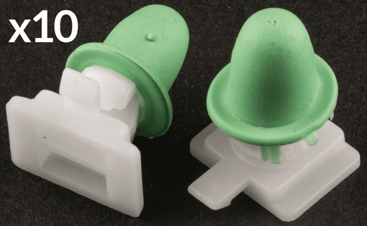 10x Trim Clips for Audi VW Door Strip Side Moulding White Plastic Green Rubber