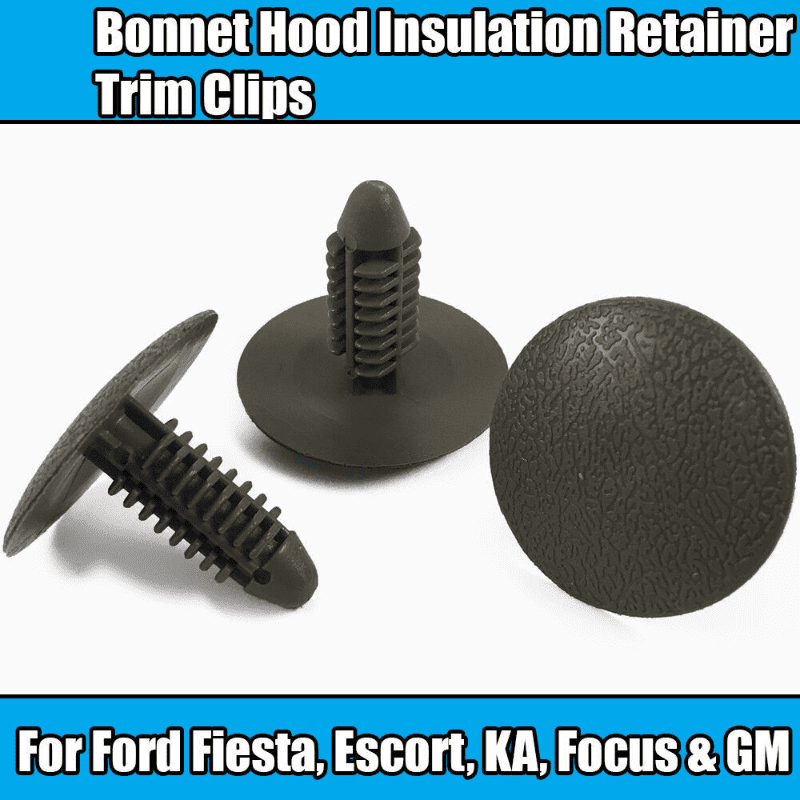 10x Trim Clips for Ford Fiesta Escort Ka Focus Bonnet Hood Insulation Retainers