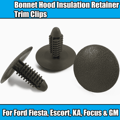 10x Trim Clips for Ford Fiesta Escort Ka Focus Bonnet Hood Insulation Retainers