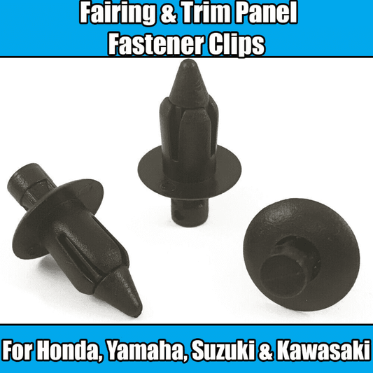 10x Trim Clips for Honda Yamaha Suzuki Kawasaki Rivet Bike Fairing Black Plastic
