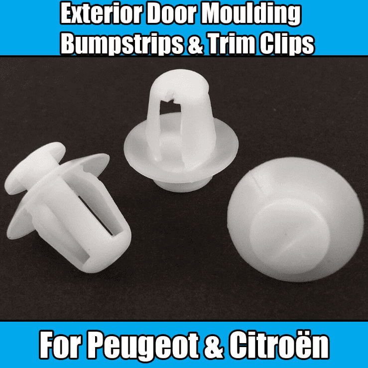 10x Trim Clips for Peugeot Exterior Door Moulding Bumpstrip Trims White Plastic