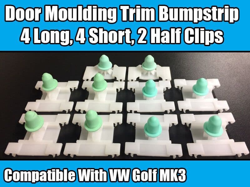 10x Trim Clips for VW Golf Mk3 Gti Exterior Door Moulding White With Grommets