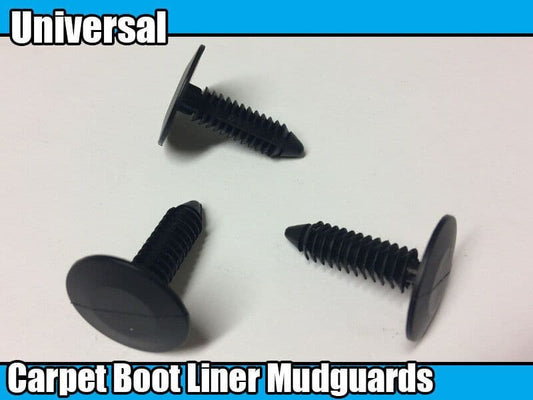 10x Universal Fir Tree Clips Carpet Boot Liner Mudguards 6mm Hole Black Plastic