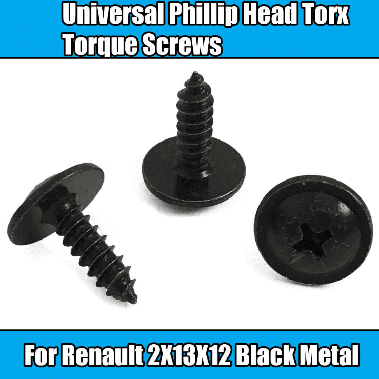 10x Universal Torx Screws for Renault 2X13X12 Philip Black Metal Torque Screw