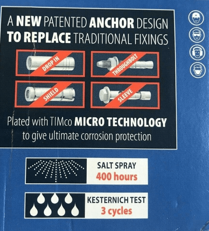10x75mm 3" Timco Masonry Countersunk Multi-Fix Bolt