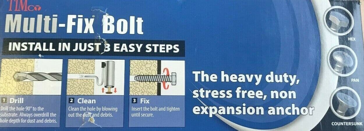 10x75mm Timco Masonry Multi Fix Pan Head Bolt Screw Fixing