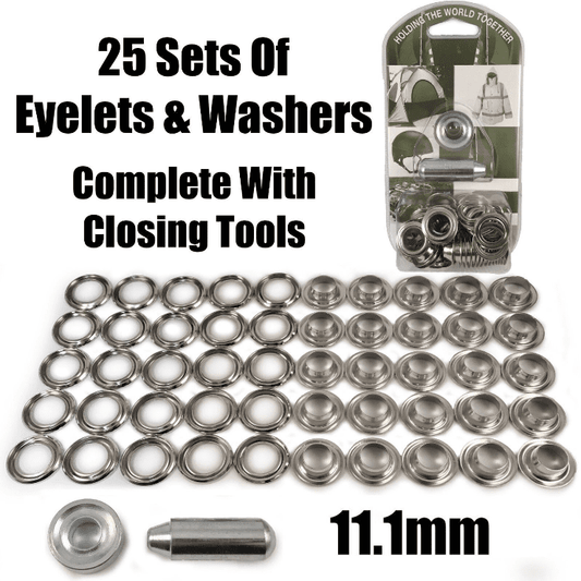 11.1mm Eyelet & Ring Washer Sail Canopy Repair Kit Set Tools Nickel Plated Brass