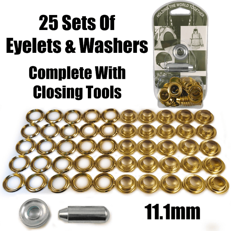 11.1mm Eyelet & Ring Washer Sail Canvas Canopy Awning Repair Kit Set Tools Brass