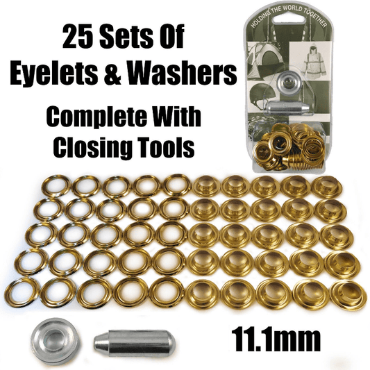 11.1mm Eyelet & Ring Washer Sail Canvas Canopy Awning Repair Kit Set Tools Brass