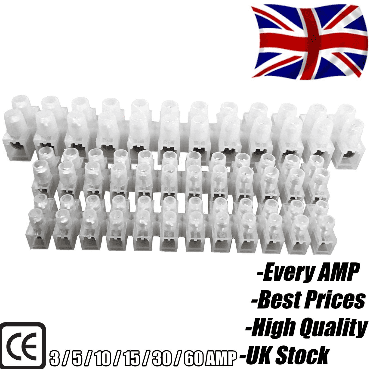 12 Way Connector Strip Choc Block Terminal 3 5 10 15 30 60 Amp Electrical Wire