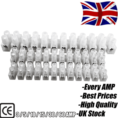 12 Way Connector Strip Choc Block Terminal 3 5 10 15 30 60 Amp Electrical Wire