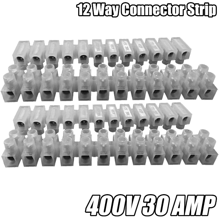 12 Way Connector Strip Choc Block Terminal 30Amp Electrical Connection Flat Head