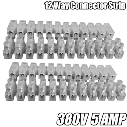 12 Way Connector Strip Choc Block Terminal 5 Amp Electrical Connection Flat Head