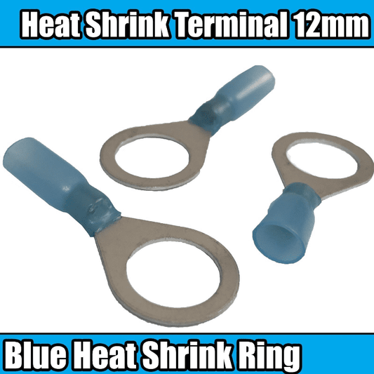 12.5mm Blue Ring Terminal Heatshrink Connect Electrical Wire No Climp Heat Seal