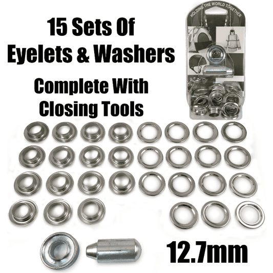 12.7mm Eyelet & Ring Washer Sail Canopy Repair Kit Set Tools Nickel Plated Brass