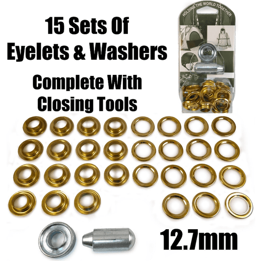 12.7mm Eyelet & Ring Washer Sail Canvas Canopy Awning Repair Kit Set Tools Brass