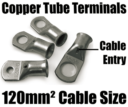 120mm&sup2;  Cable Copper Tube Terminals Battery Welding Solder Lug Ring Crimp Eyelets