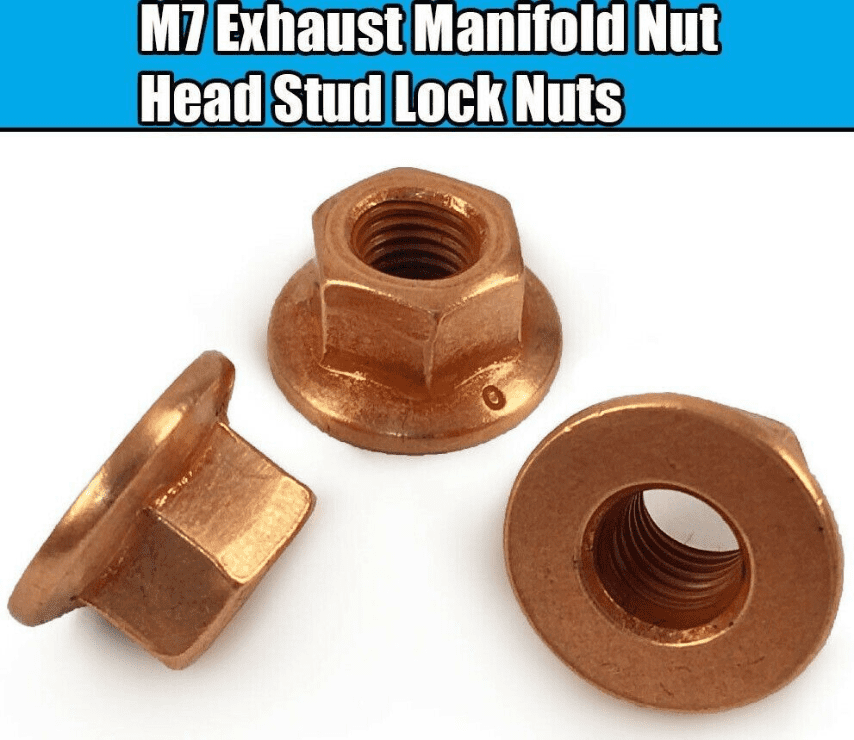 6x M7 Copper Exhaust Manifold Nuts For BMW E81 E87 E88 3 Series - Hex Head Stud Nuts