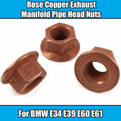12X Nuts for BMW E30 E21 Exhaust Manifold Pipe Head Nuts Stud M8 Flange Copper