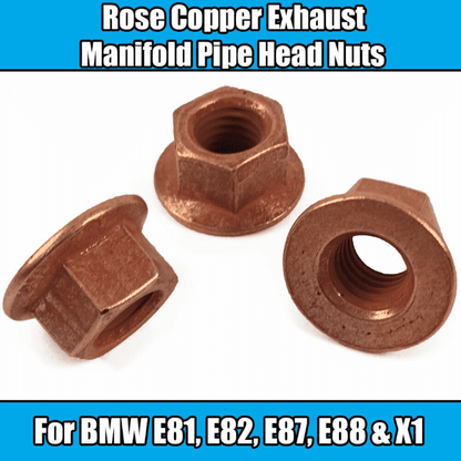 12X Nuts for BMW E30 E21 Exhaust Manifold Pipe Head Nuts Stud M8 Flange Copper