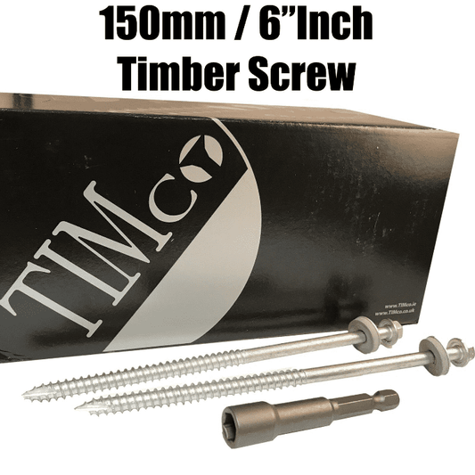 14G 6.3mmx150mm 6" Roofing Screws Timco Hex Head Sealing Washer Fixing Timber
