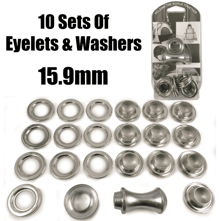 15.9mm Eyelet & Ring Washer Sail Canopy Repair Kit Set Tools Nickel Plated Brass