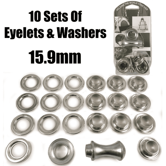 15.9mm Eyelet & Ring Washer Sail Canopy Repair Kit Set Tools Nickel Plated Brass