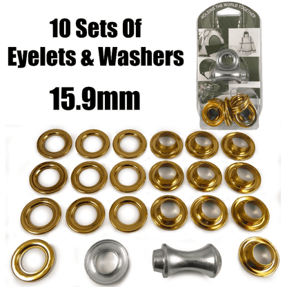 15.9mm Eyelet & Ring Washer Sail Canvas Canopy Awning Repair Kit Set Tools Brass