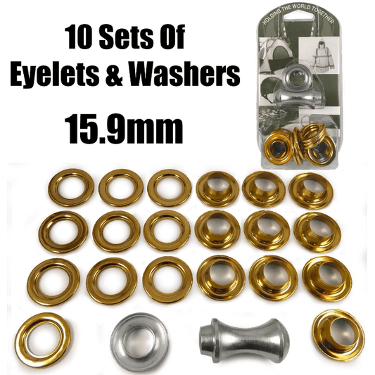 15.9mm Eyelet & Ring Washer Sail Canvas Canopy Awning Repair Kit Set Tools Brass