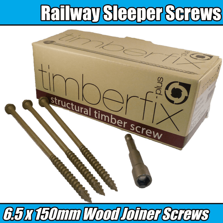 150mm 6" Index Timber Fix Lock Railway Sleeper Fastener Landscape Decking Screws